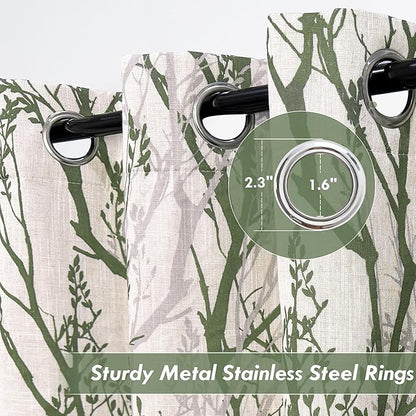 DriftAway Linen Printed Blackout Curtains Tree Branch Pattern Double Layer 96 - Image 4