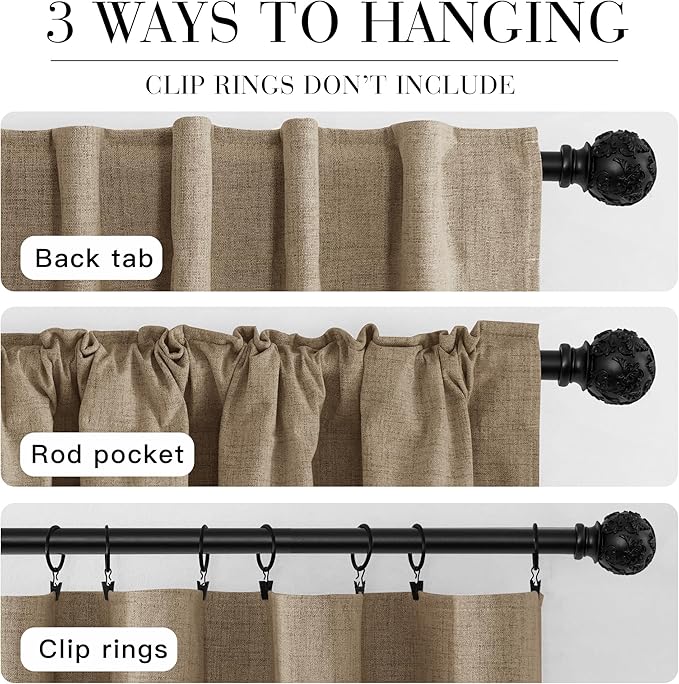 RYB HOME Linen Textured 100% Blackout Curtains - Image 7