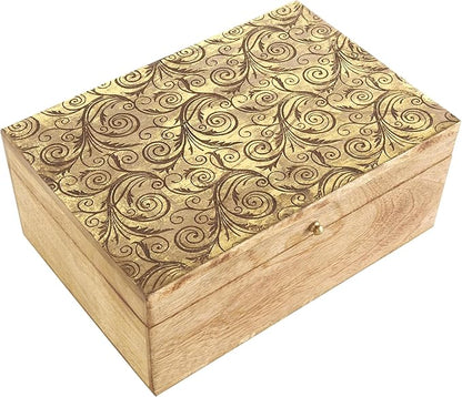 Deco 79 Mango Wood Scroll Handmade Decorative Box Storage Decorative Keepsake - Image 6