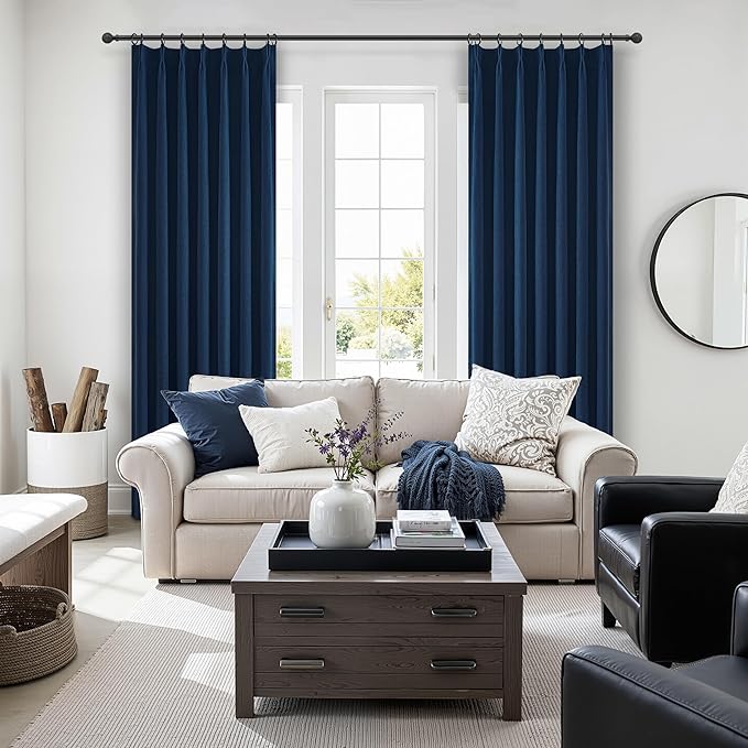 Navy Blue Blackout Curtains 108 Inch Length - Image 6