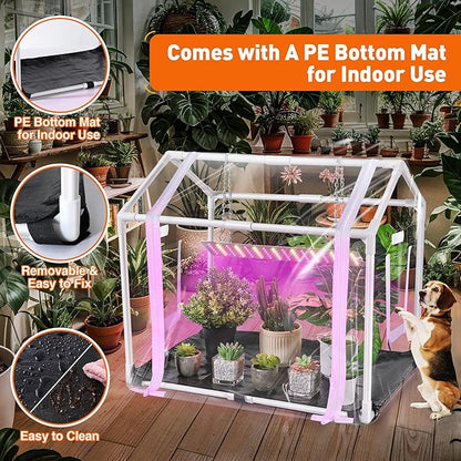 Meonum Mini Greenhouse for Indoor Outdoor, 23.6"L x 15.7"W x 19.6"H Portable - Image 3