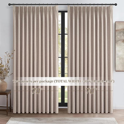 Pinch Pleated Flax Linen Blackout Extra Wide Curtain Panels - Image 7