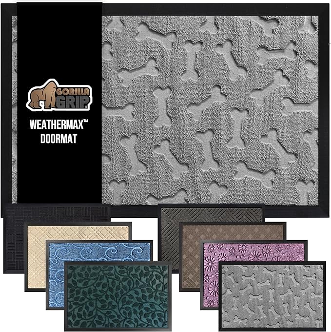 GORILLA GRIP 100% Waterproof All-Season WeatherMax Doormat 35x23, US Designed by GorillaGrip