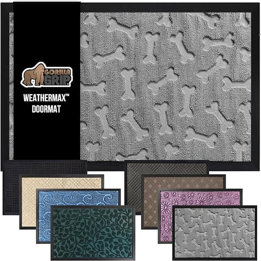GORILLA GRIP 100% Waterproof All-Season WeatherMax Doormat 35x23, US Designed by GorillaGrip