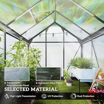 Outsunny 6' x 6' Greenhouse for Outdoors, Polycarbonate Greenhouse - Image 4