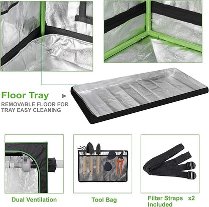 JungleA 2x4 Grow Tent, High Reflective Mylar Hydroponic Growing System - Image 3
