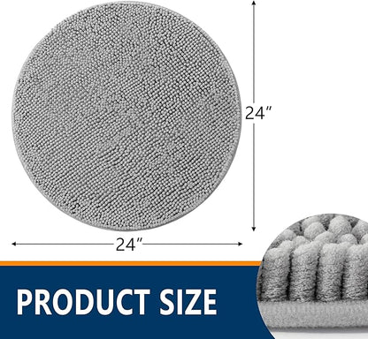Smiry Luxury Chenille Round 24x24, Extra Soft and Absorbent Shaggy Bathroom Mat - Image 2