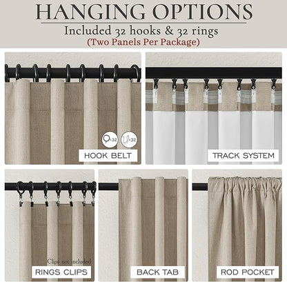100% Blackout Curtains 84 Inch Length 2 Panels Set Farmhouse Style - Image 3