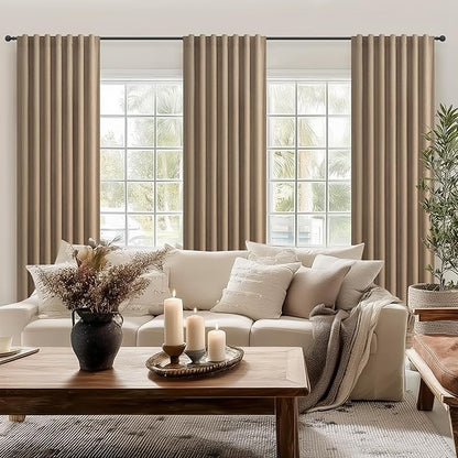 RustBrown Black Out 92 Inch Long Boho Curtains 2 Panel Set, Farmhouse Curtains - Image 6