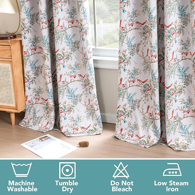 H.VERSAILTEX 100% Blackout Floral Curtains 96 inch Length 2 Panels Vintage - Image 6