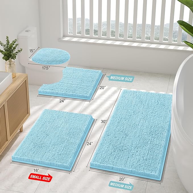 Smiry Luxury Chenille Bathroom Rugs 70x24, Extra Soft and Absorbent Shaggy Bath - Image 2