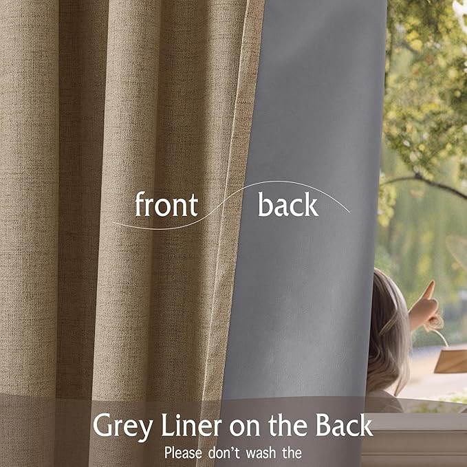RYB HOME Linen Textured 100% Blackout Curtains - Image 5