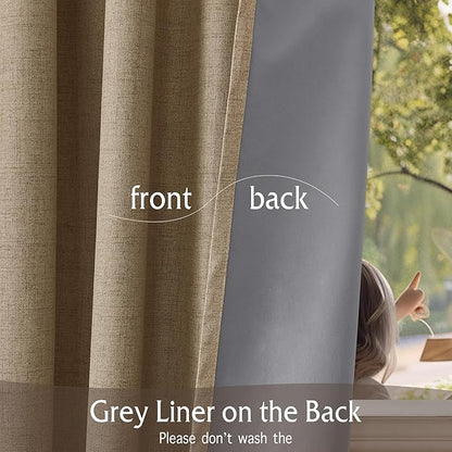 RYB HOME Linen Textured 100% Blackout Curtains - Image 5