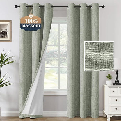 H.VERSAILTEX 100% Blackout Curtains Linen Textured Chenille Curtains Thermal by HVERSAILTEX