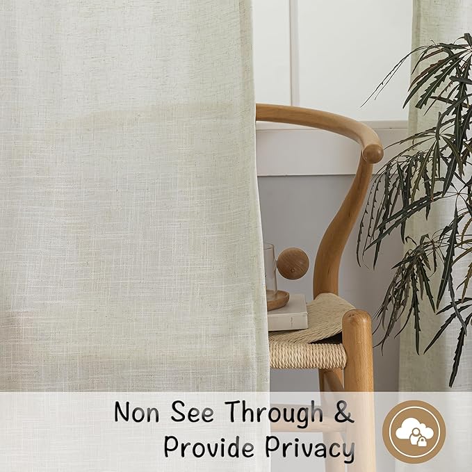 DONREN Livingroom 108 Inch Length Linen Textured Curtains - Image 4