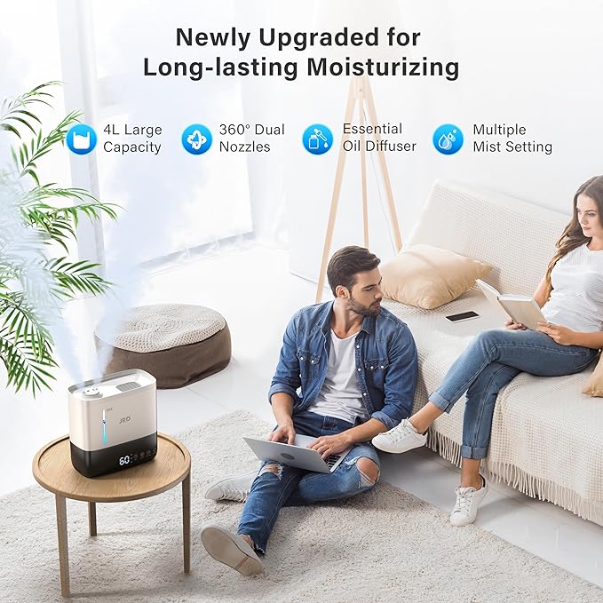 JRD Humidifiers for Bedroom, Ultrasonic Humidifier 4L for Large Room, Cool Mist - Image 5