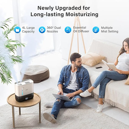 JRD Humidifiers for Bedroom, Ultrasonic Humidifier 4L for Large Room, Cool Mist - Image 5