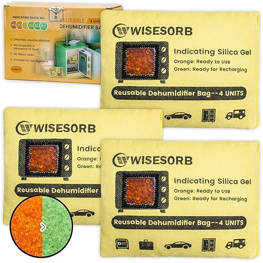 3 Pack 120g Rechargeable Silica Gel Desiccant Packets, Reusable Desiccant Packs by Wisesorb