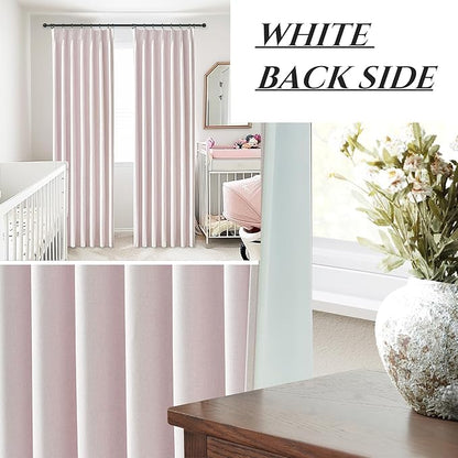 Pink Boho Blackout Curtains for Girls Room, Viral Pinch Pleated Linen Drapes - Image 6