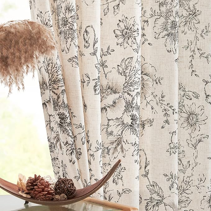 jinchan Linen Floral Curtains 63 Inch Length - Image 8