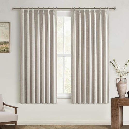 Bedroom Blackout Curtains 63 Inches Long 2 Panel Set, Thermal Curtains by QJMYDECO