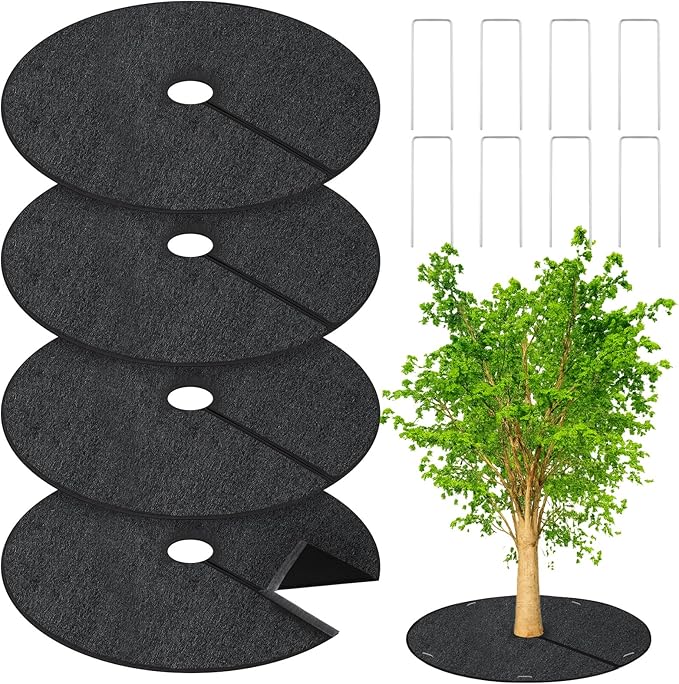 Tegeme 4 Pack 24.5 Inch Non Woven Tree Mulch Ring by Tegeme