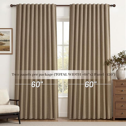 Rust Brown Blackout Curtains 60 Inches Extra Wide Linen 90 Inch Length - Image 8
