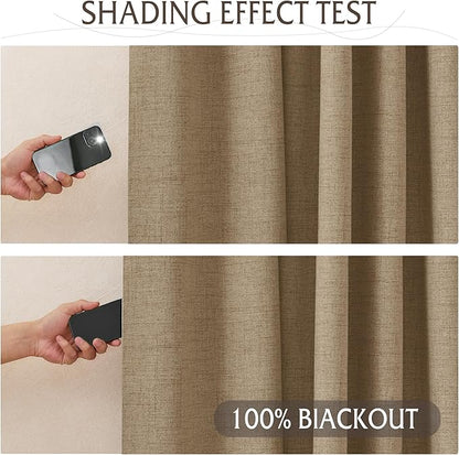RYB HOME Linen Textured 100% Blackout Curtains - Image 5
