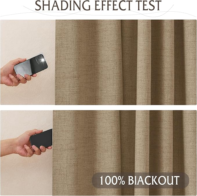 RYB HOME Linen Textured 100% Blackout Curtains - Image 3