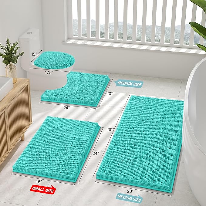 Smiry Luxury Chenille Toilet Rugs U-Shaped 20x20, Soft Absorbent Non-Slip - Image 2