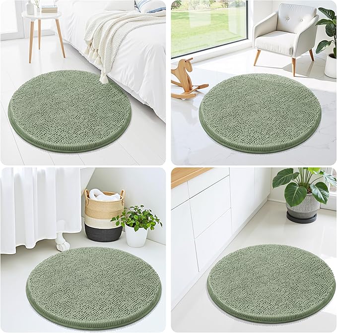 Smiry Luxury Chenille Round 24x24, Extra Soft and Absorbent Shaggy Bathroom Mat - Image 7