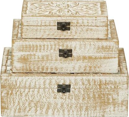 Deco 79 Mango Wood Floral Handmade Decorative Box Decorative Keepsake Boxes - Image 12