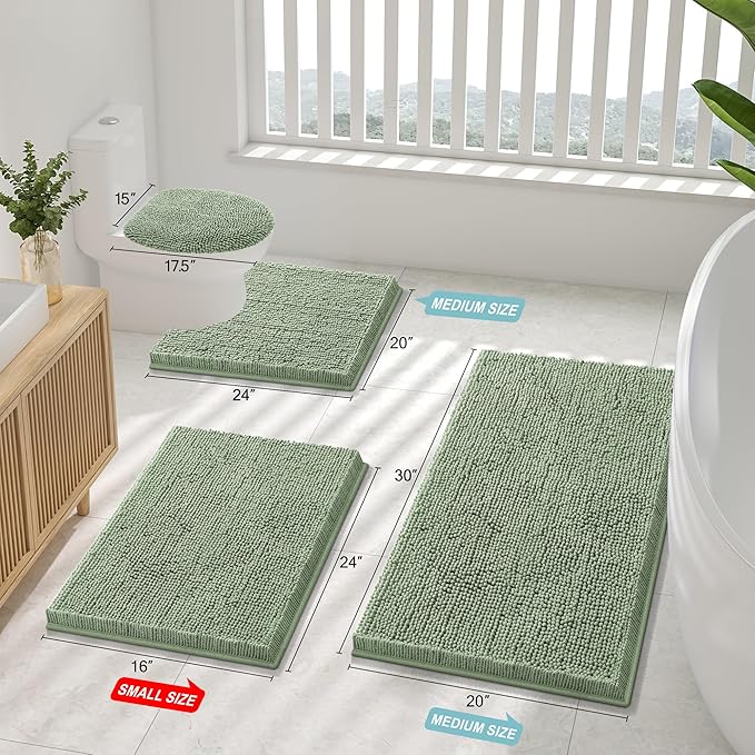 Smiry Luxury Chenille Bathroom Rugs 59x24, Extra Soft and Absorbent Shaggy Bath - Image 2