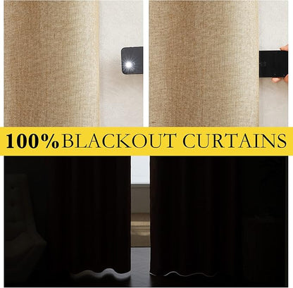 NICETOWN 100% Absolutely Blackout Linen Curtains - Image 2