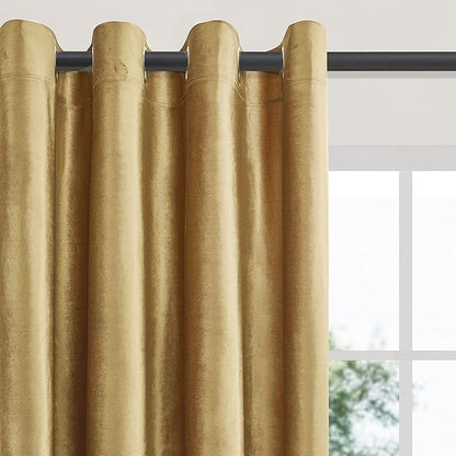 BULBUL Velvet Gold Curtains 120 inch Length- Living Room Blackout Thermal - Image 2