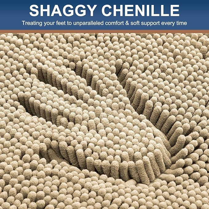 Smiry Luxury Chenille Bathroom Rugs 47x24, Extra Soft and Absorbent Shaggy Bath - Image 4
