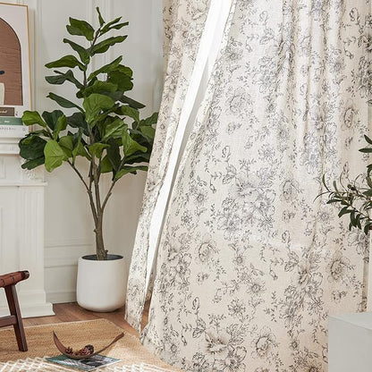 jinchan Linen Floral Curtains 96 Inch Length - Image 7