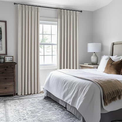 Natural Melange Taupe Blackout Curtains 108 Inch Extra Long Linen Viral Curtain - Image 7