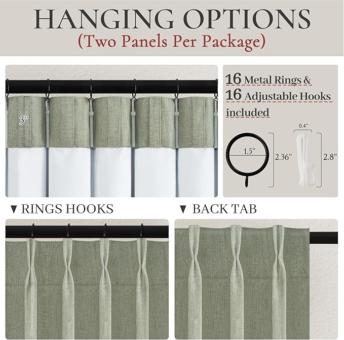 Sage Green 54 Inches Length Blackout Linen Short Curtains - Image 5