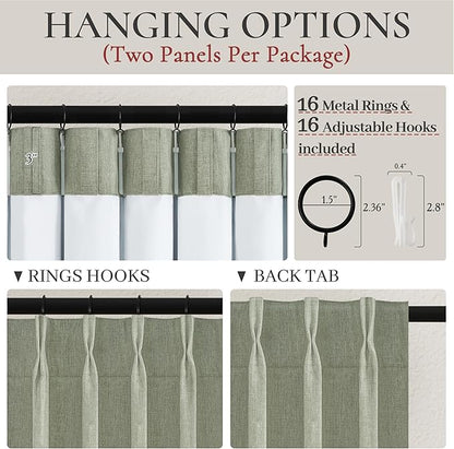 Sage Green Blackout Linen Curtains 108 Inches Long - Image 4