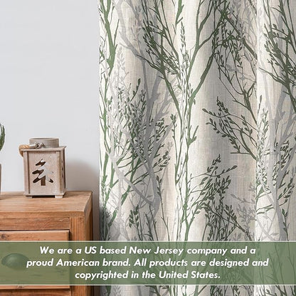 DriftAway Linen Printed Blackout Curtains Tree Branch Pattern Double Layer 84 - Image 6