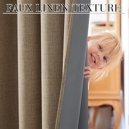 RYB HOME 100% Blackout Linen Textured Curtains - Image 6