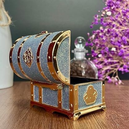 Retro Jewelry Box Arched Vintage Rectangular Metal Chest Necklace Ring Earrings - Image 5