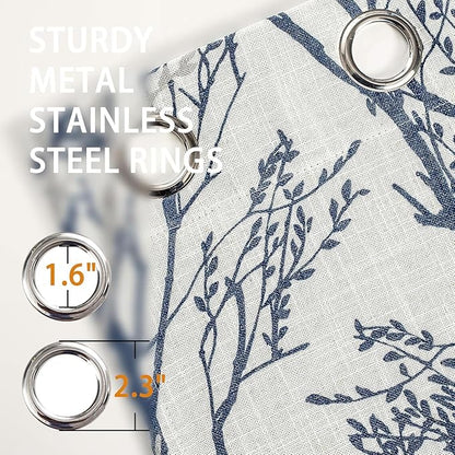 DriftAway Linen Printed Blackout Curtains Tree Branch Pattern Double Layer 96 - Image 3