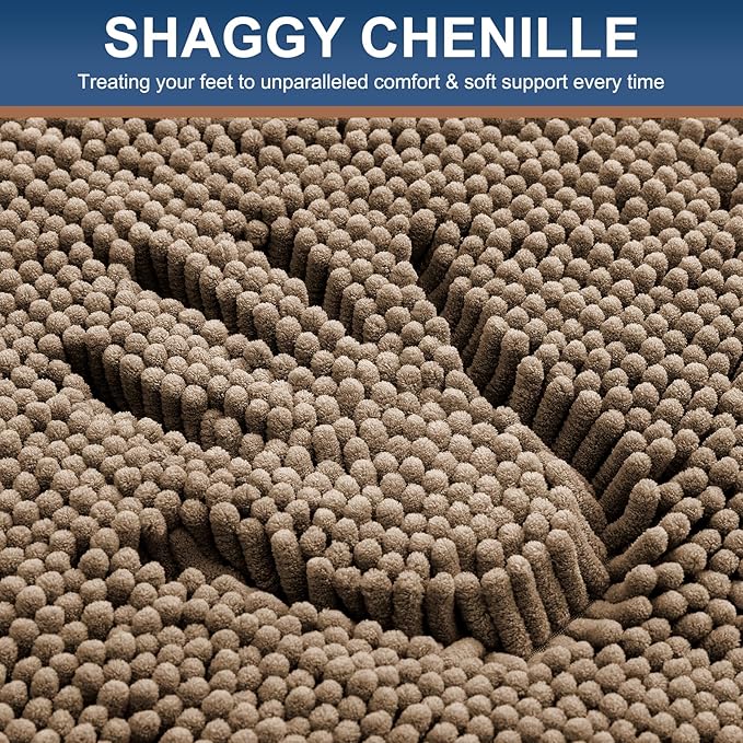 Smiry Luxury Chenille Bathroom Rugs 34x21, Extra Soft and Absorbent Shaggy Bath - Image 3