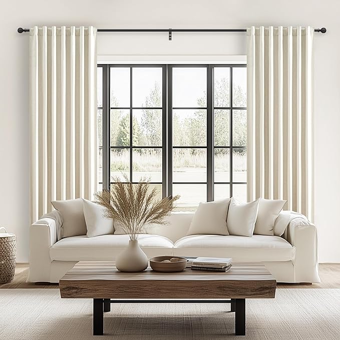 Warm Cream Extra Long Pleated Black Out Curtains 105 Inches Long - Image 6