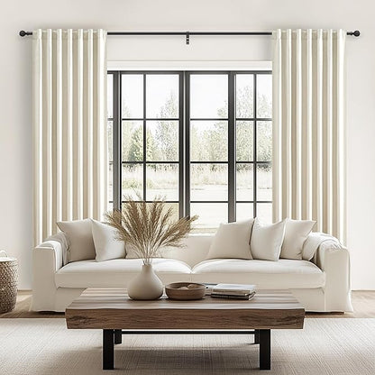 Warm Cream Extra Long Pleated Black Out Curtains 105 Inches Long - Image 6