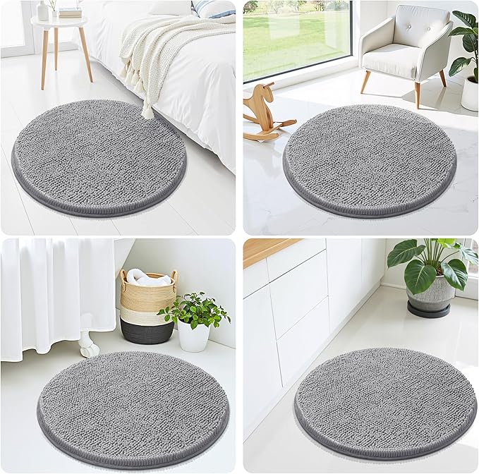 Smiry Luxury Chenille Round 24''x24'', Extra Soft and Absorbent Shaggy Bathroom - Image 7