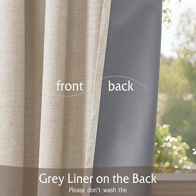 RYB HOME Warm Sand 100% Blackout Curtains - Image 7