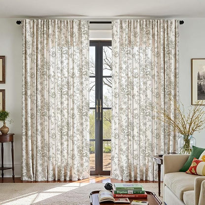 jinchan Linen Floral Curtains Extra Wide - Image 5